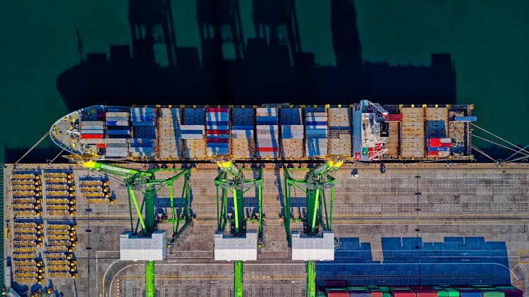 Aerial View Of Cargo Ship