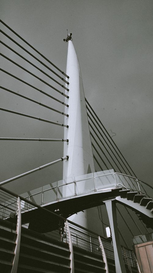 Free Dynamic low angle view of the futuristic Halic Metro Bridge in Istanbul, Turkey. Stock Photo