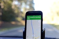 Close-up of a Smartphone Displaying Driving Directions