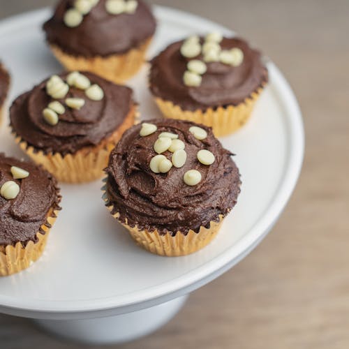 Close-up of Cupcakes with Chocolate Icing