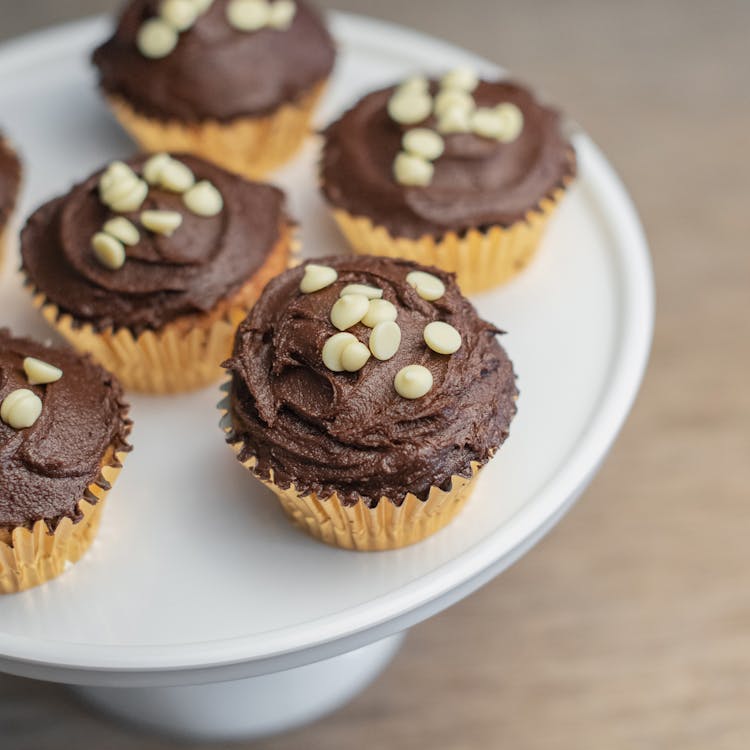 Close-up Of Cupcakes With Chocolate Icing