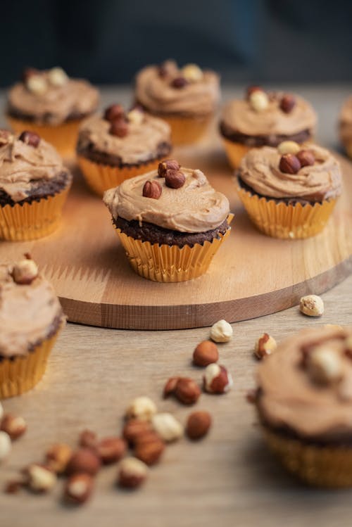 Free Chocolate Cupcakes with Nuts  Stock Photo