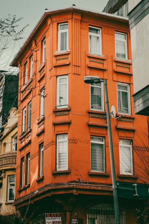 Exterior of an Orange, Residential Building in City 