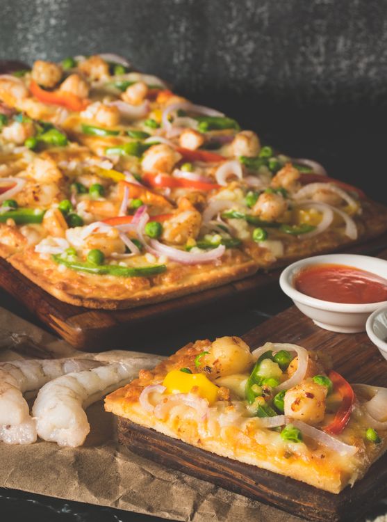 Square Pizza on Wooden Tray · Free Stock Photo