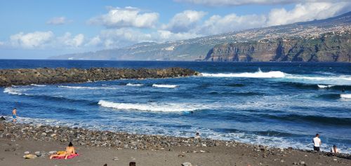 Free Beach Puerto de la Cruz , Tenerife in the Canary Islands Spain Stock Photo