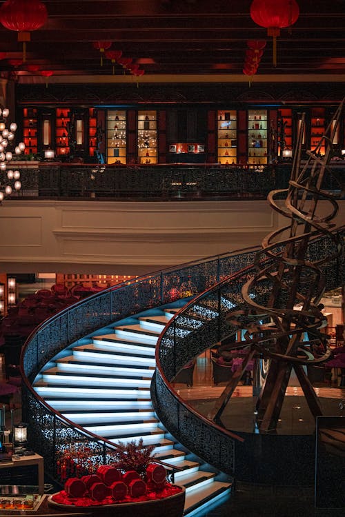 Free Illuminated Steps in a Luxurious Hotel  Stock Photo