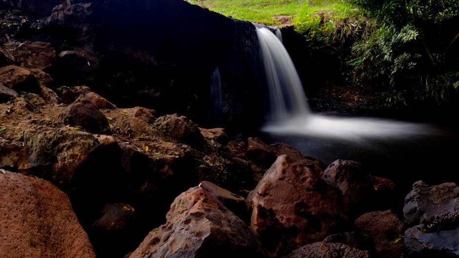 Waterfalls With Rocks in the Middle of Forest · Free Stock ... Waterfalls With Rock