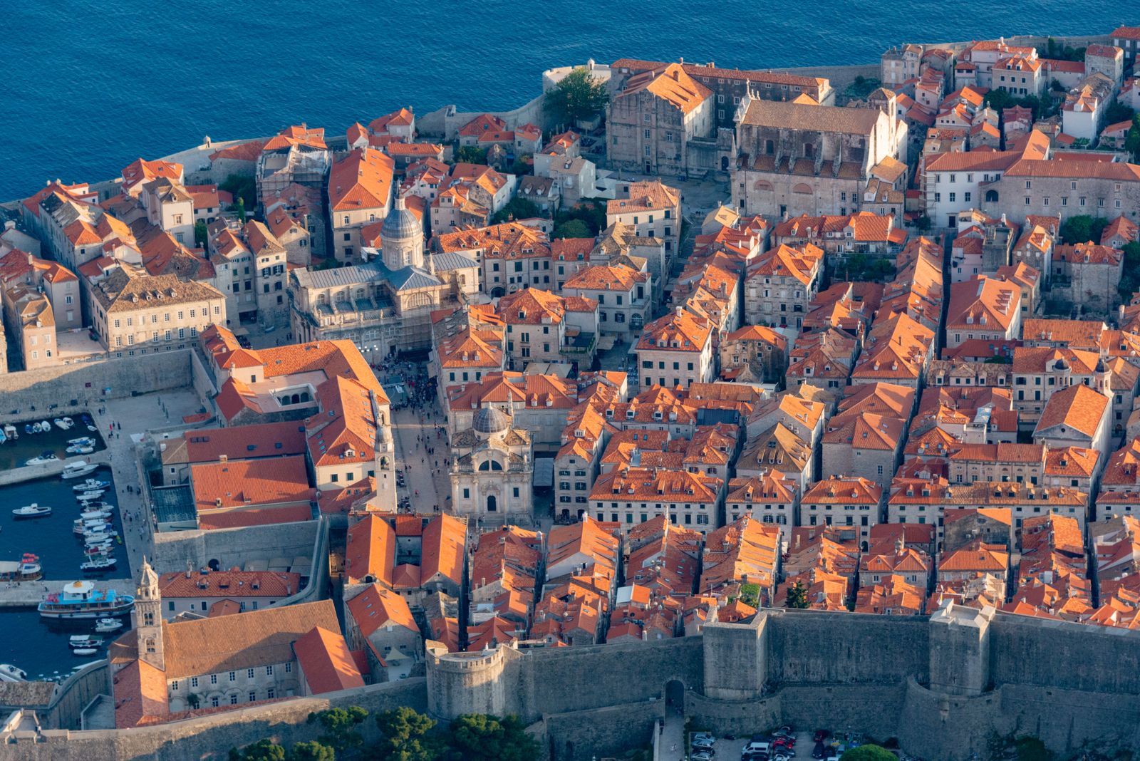 Dubrovnik old town walls Adriatic Sea aerial Croatia