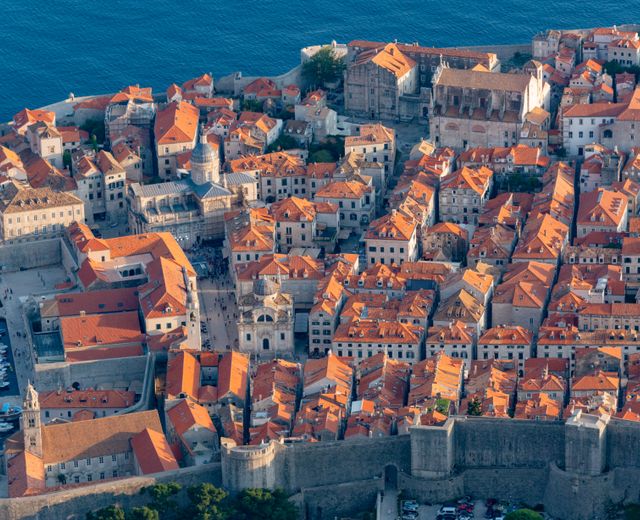 Stunning aerial capture of Dubrovnik's Old Town and majestic Adriatic Sea coastline.