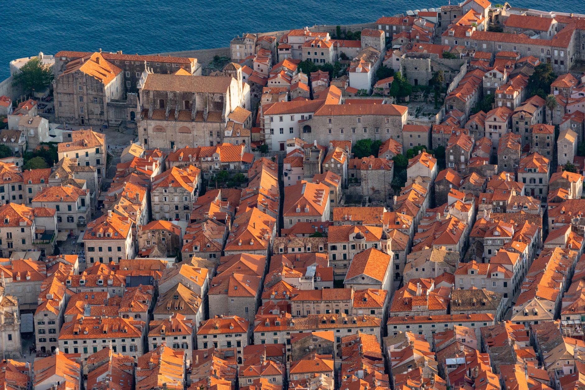 Limestone streets of the Stradun in Dubrovnik Old Town at dawn