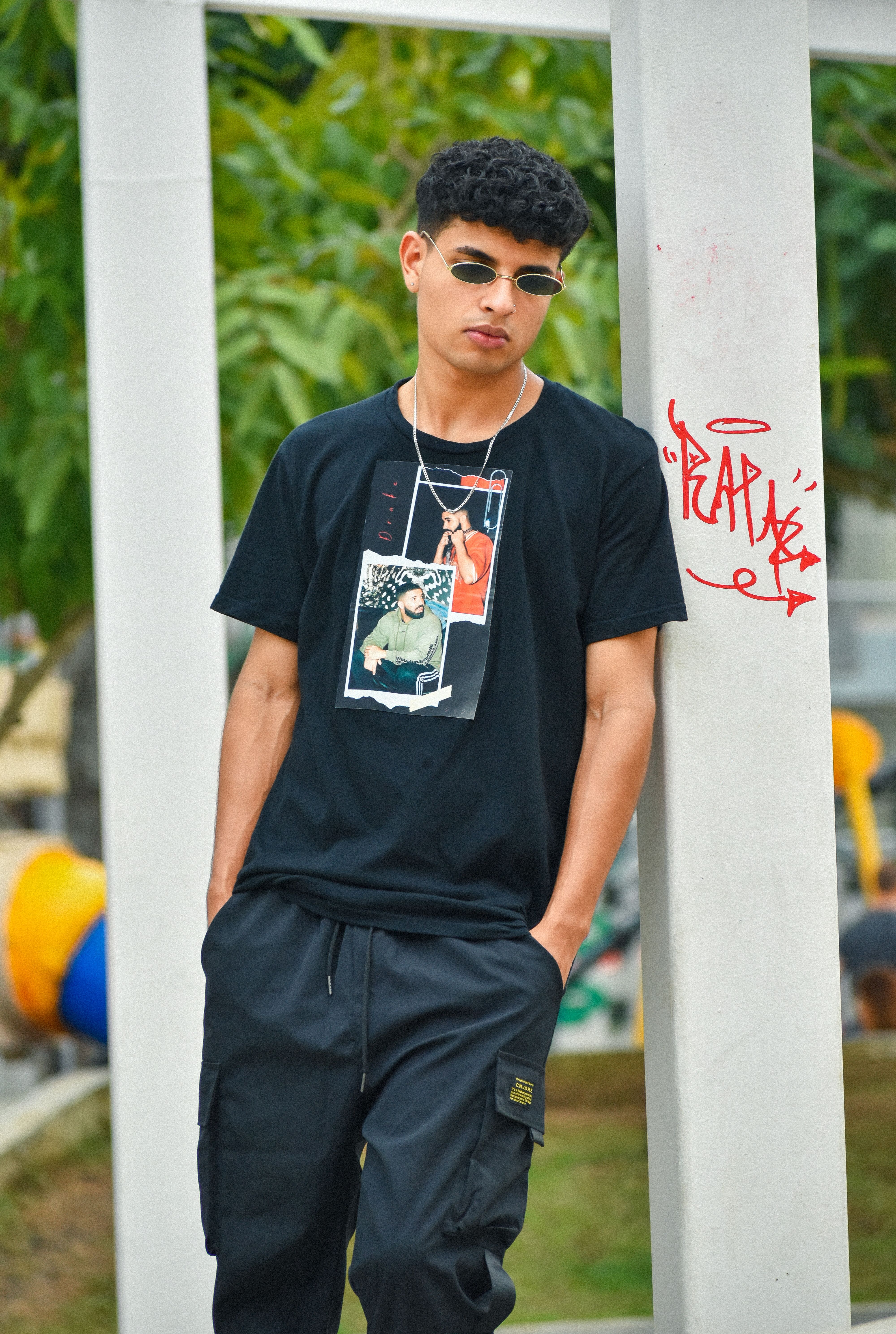 Camiseta Oversized Preta Estampada