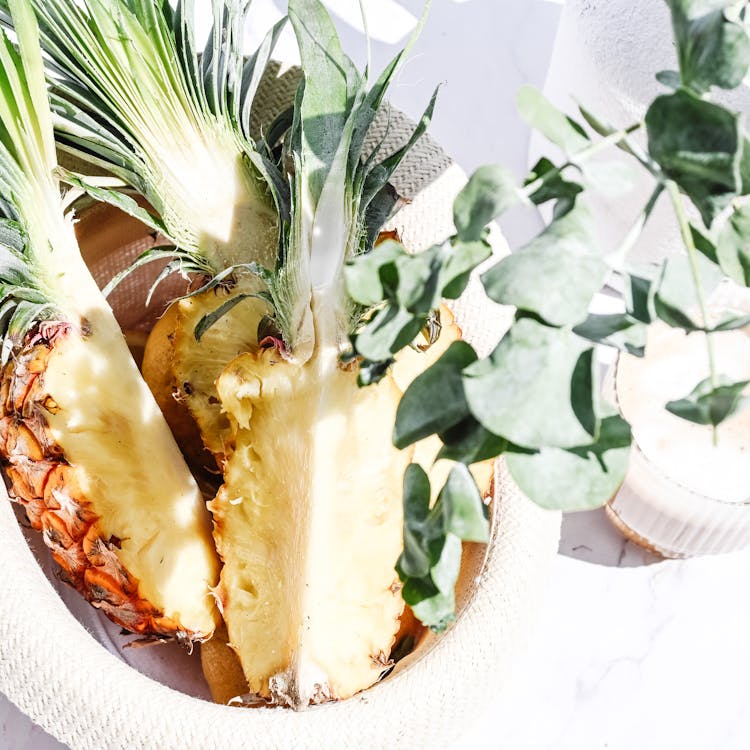 Pineapple Halves In Bowl