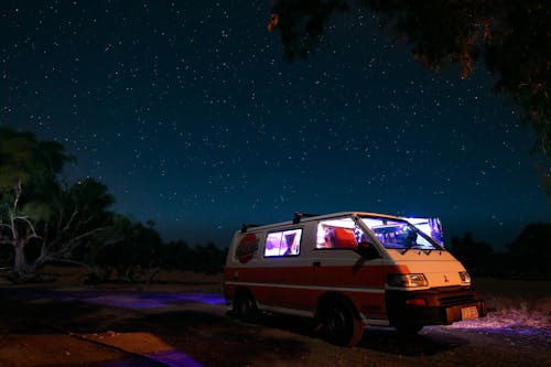 White and Orange Mitsubishi Van