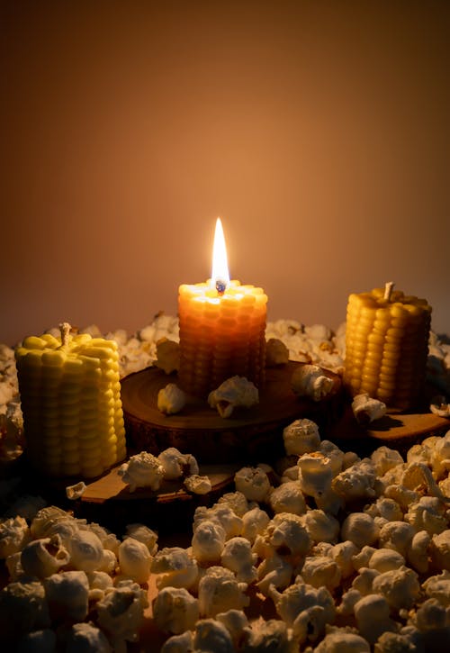 Popcorn around Wax Candle