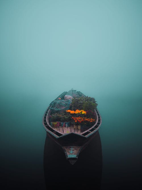 Boat with Flower on Misty Water