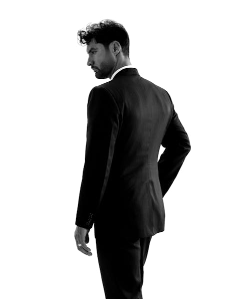 Black and White Picture of a Man in a Suit 