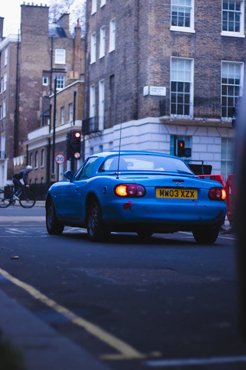 A Blue Mazda MX-5 on a City Street 