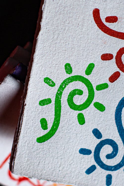 Close-up of Colorful Patterns Painted on Canvas