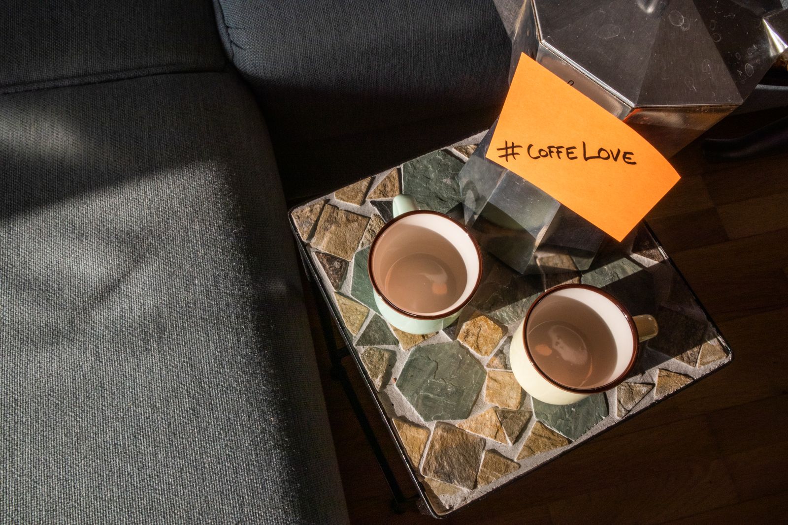 Coffee served in a warm, inviting café setting