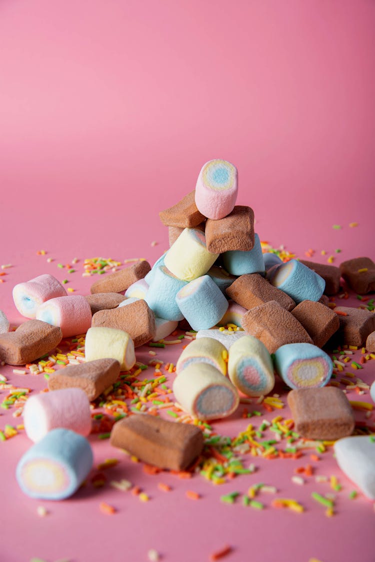 Colorful Marshmallows On Table