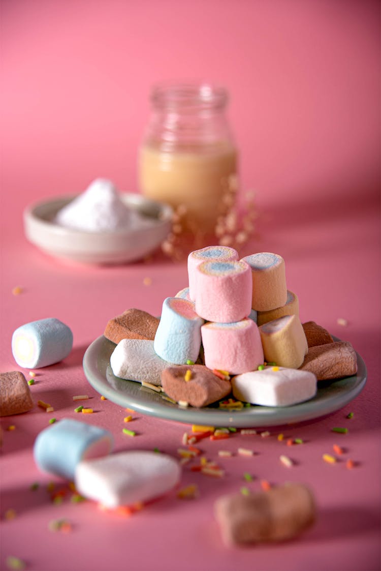 Colorful Marshmallows On Table