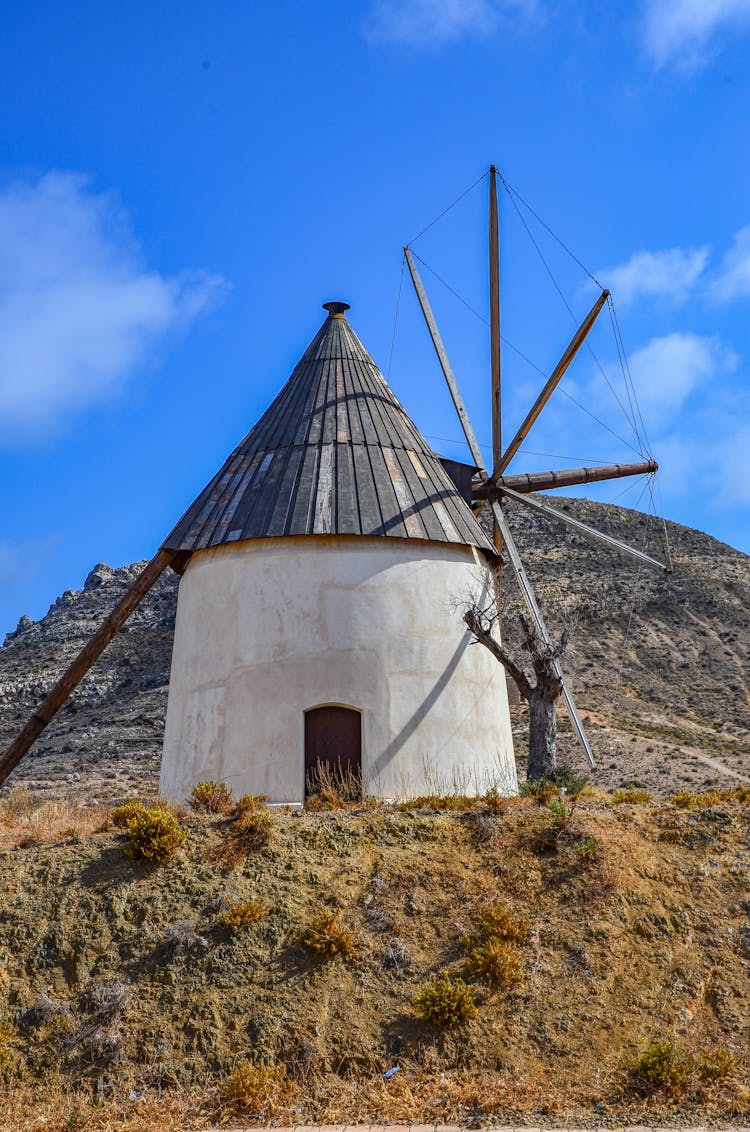 Traditional Windmill On A Hill In San Jose, Spain 