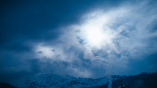 Clouds over Mountains in Winter at Dusk 