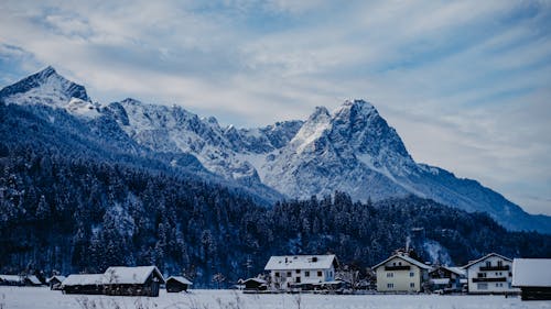 Tourist Resort and Mountains in Winter 