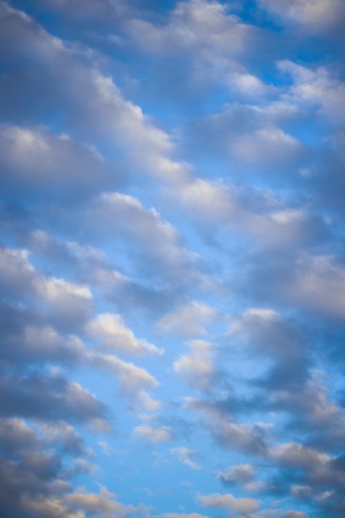 Free A peaceful sky filled with soft clouds under a bright blue backdrop, perfect for nature themes. Stock Photo