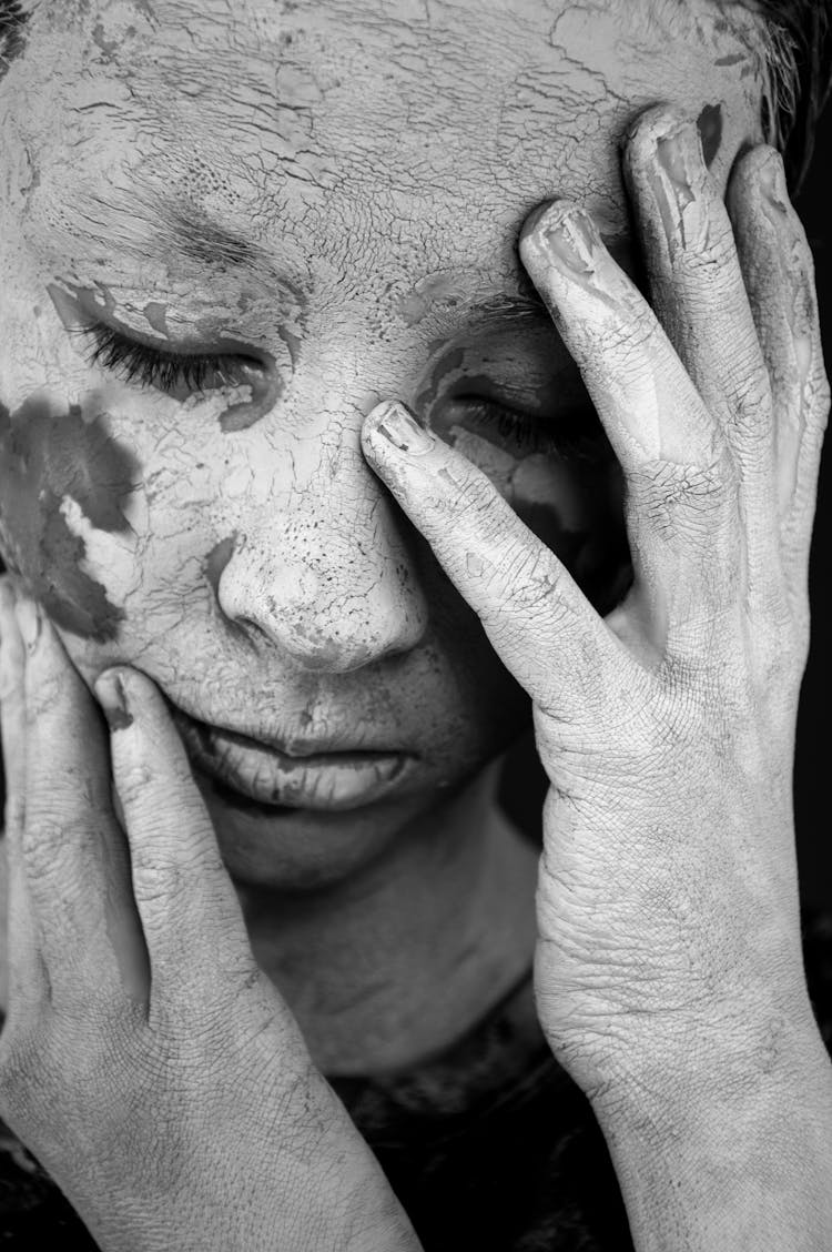 Paint On Boy Face In Black And White