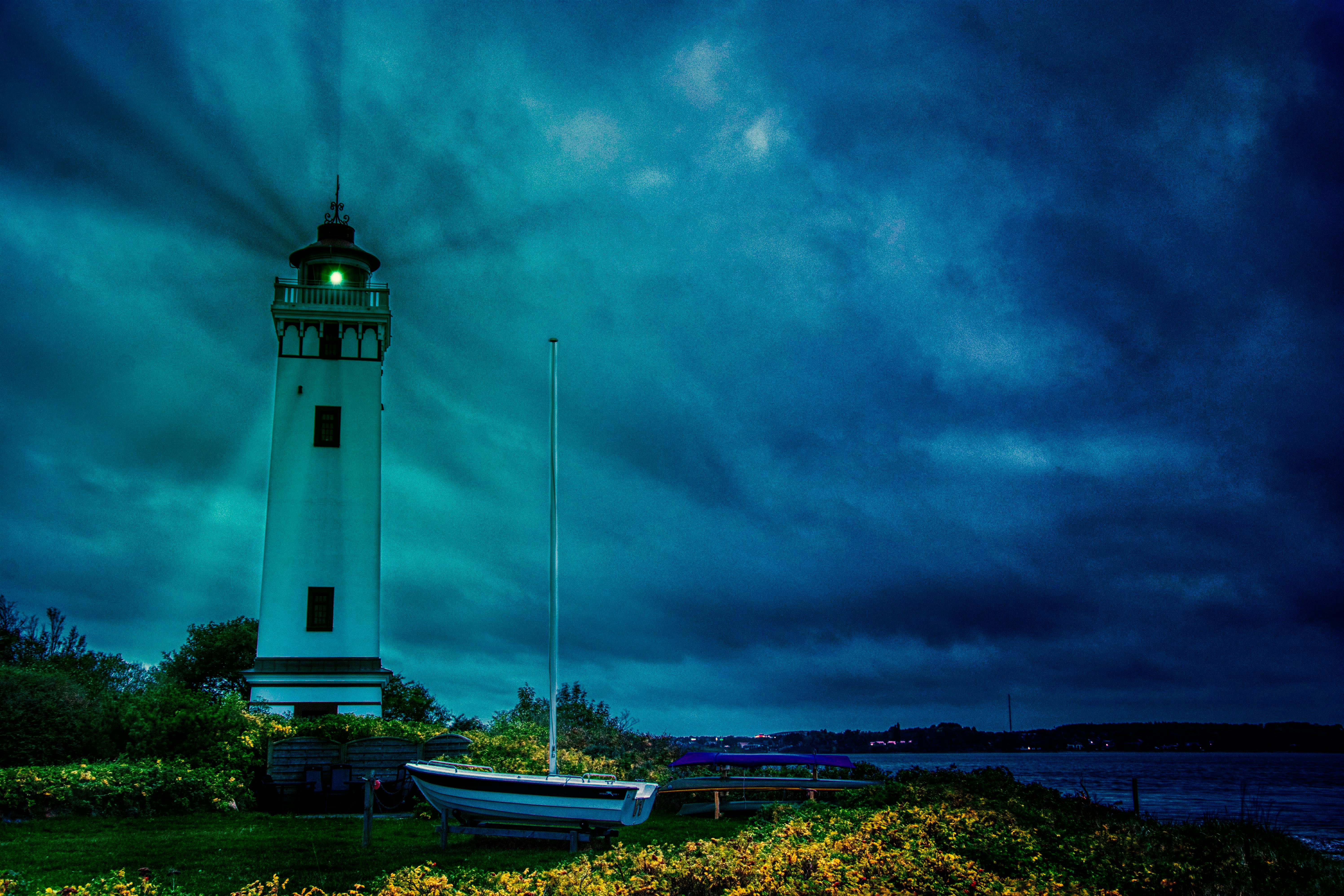 Free stock photo of light up in the night, lighthouse