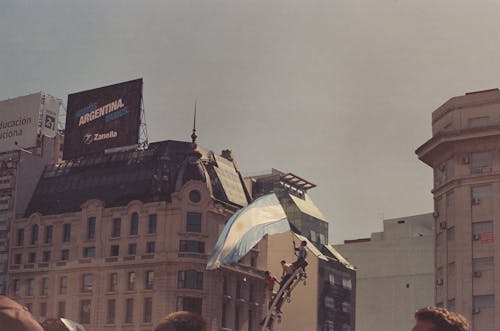 Argentinian Flag in Buenos Aires during a Football Championship 