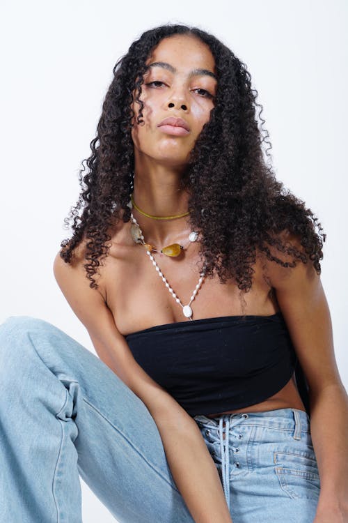 Young Fashionable Woman Posing in Studio 