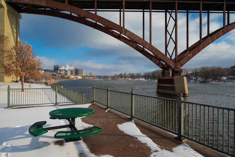 Bridge Above River On Winter Day, Smith Avenue Bridge, Saint Paul, Minnesota