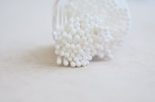 Close-up of White Cotton Ear Buds 