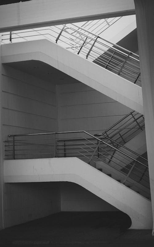 Black and White Empty Modern Staircase