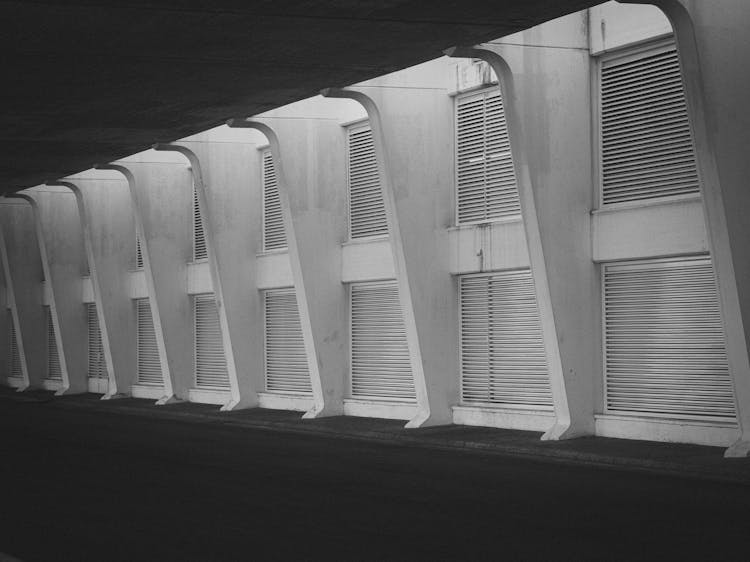 Concrete Pillars And Exterior Of A Modern Building 