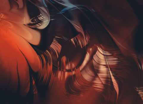 Abstract artwork with dynamic warm colors and swirling patterns, creating a moody and mysterious feel.