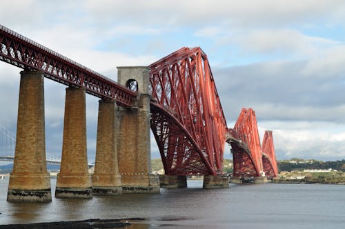 Red Steel Bridge across River