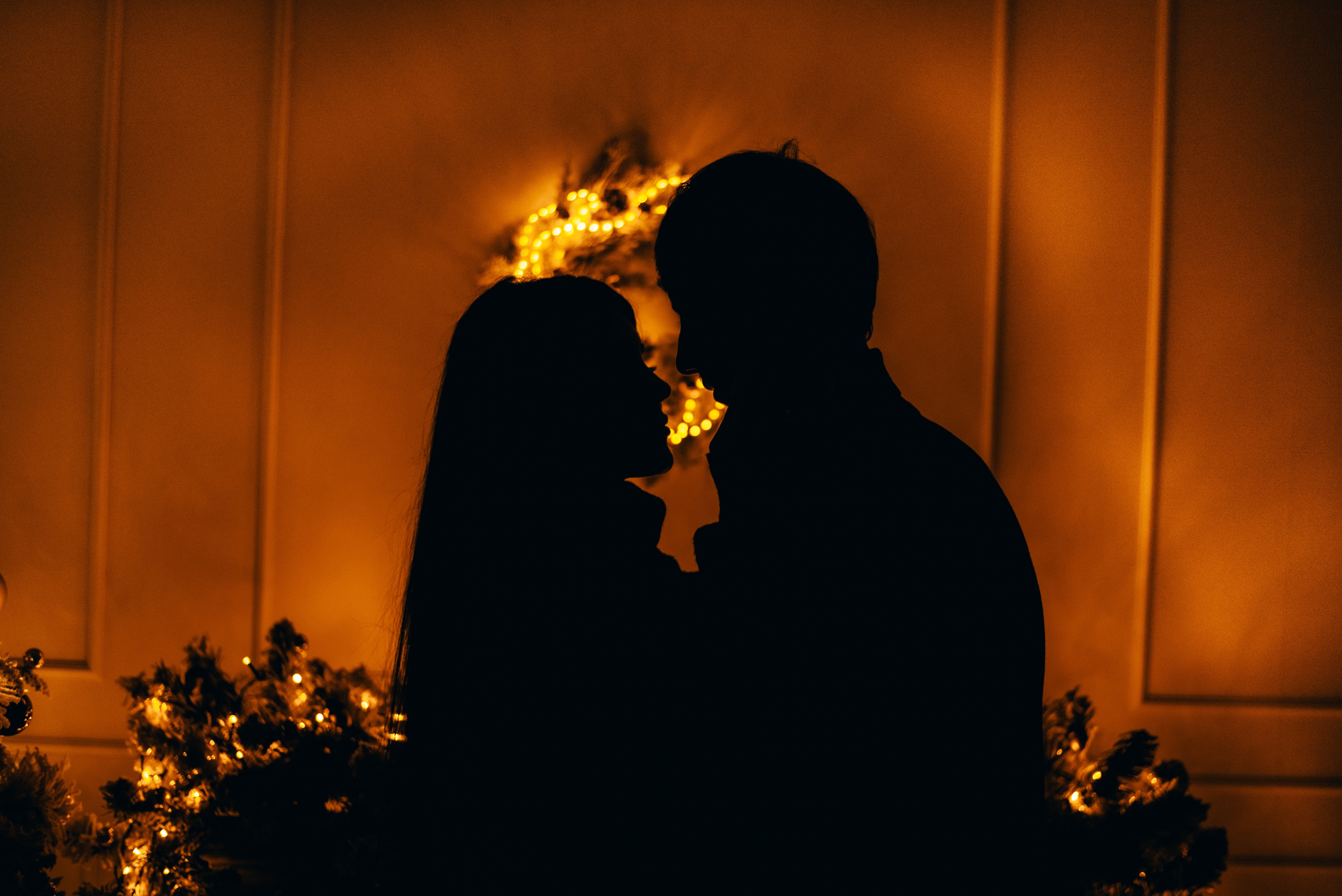 Silhouette of Embracing Couple · Free Stock Photo