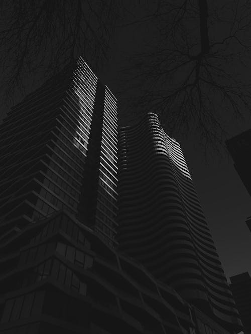 Free stock photo of architecture, big city, black and white Stock Photo