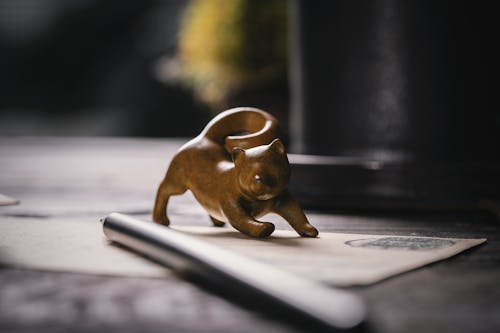 Free Cat Figurine, Incense Holder on Desk Stock Photo