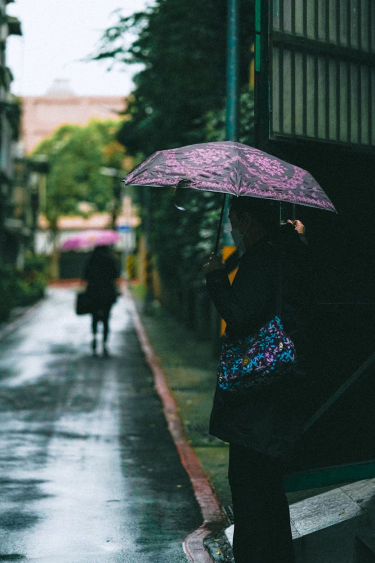 People Under Umbrellas In Rain