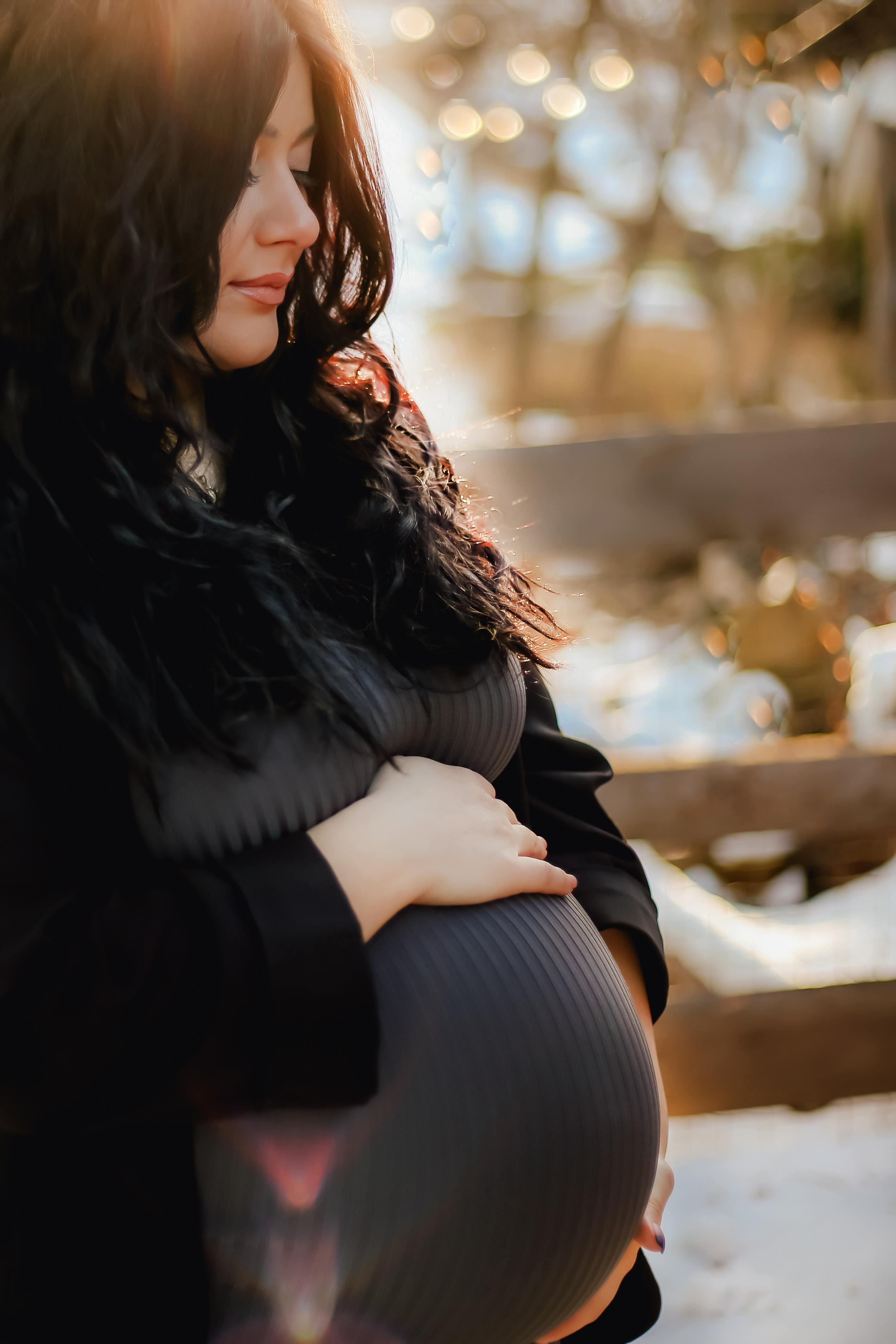 Pregnant Woman In Dress And Coat · Free Stock Photo