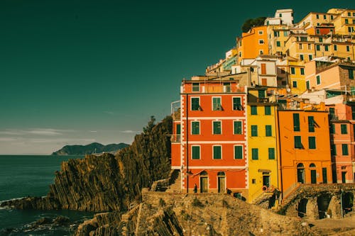 Colorful Houses Built on Mountain Side