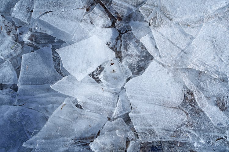 Cracked Ice On Frozen River