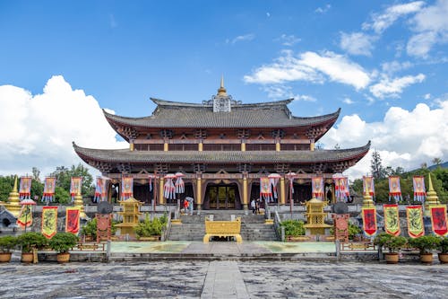 Old Chinese Temple under Blue Sky