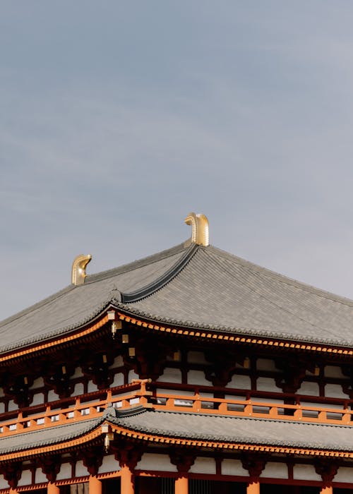 Roof of Chinese Temple under Blue Sky