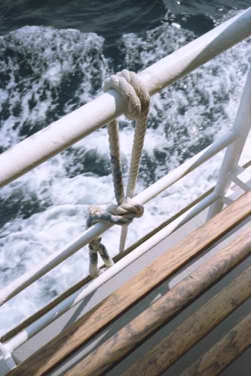 Rope on Handrail on Yacht