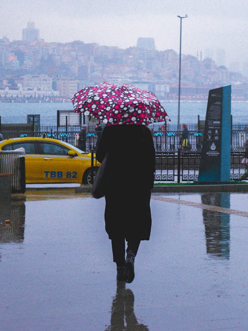 Person under Umbrella in City